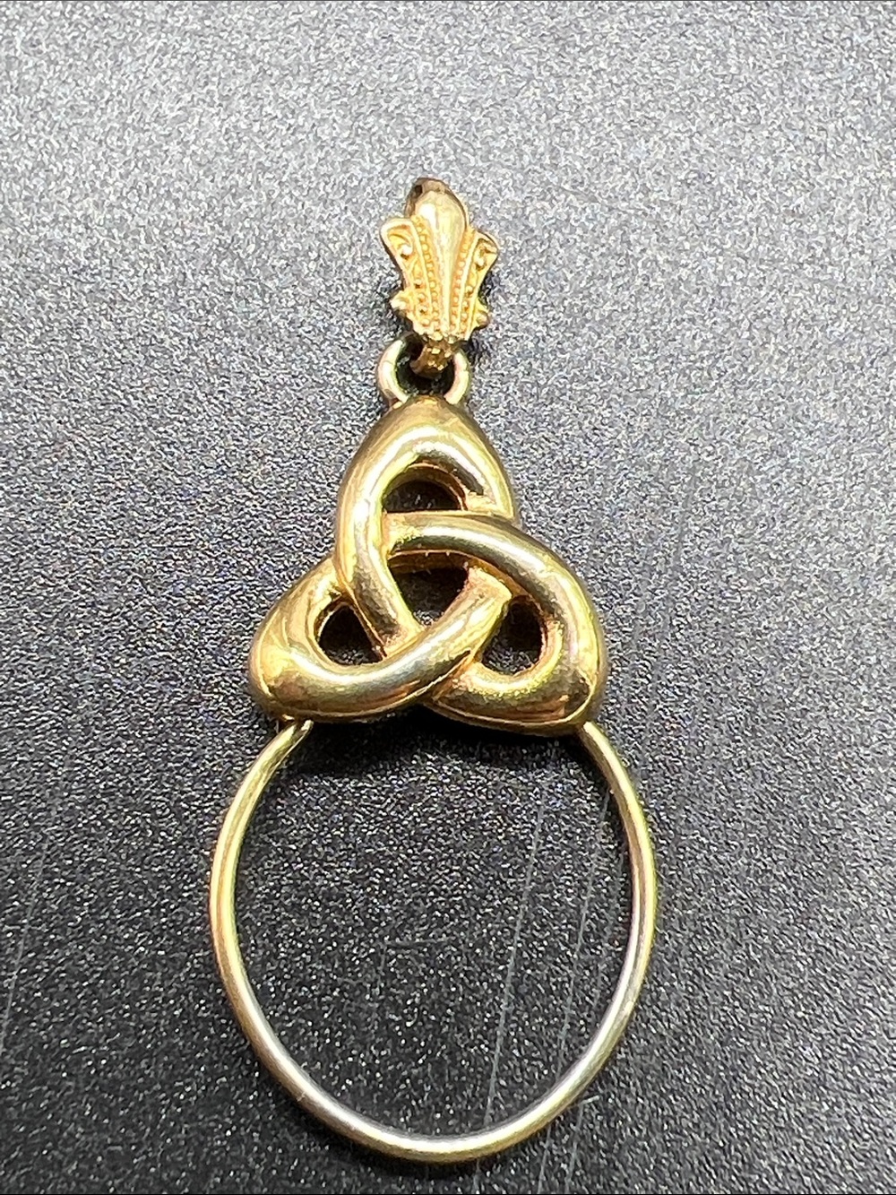 Monet Gold Tone Trinity Knot Charm Holder Pendant 1.5” Hinged Enhancer Vintage - Picture 5 of 9
